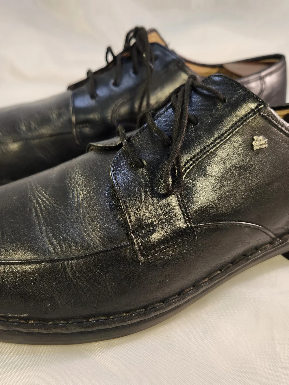 FINN COMFORT HILVERSUM BLACK LEATHER MEN SHOES LACES OXFORDS SIZE 10-10.5